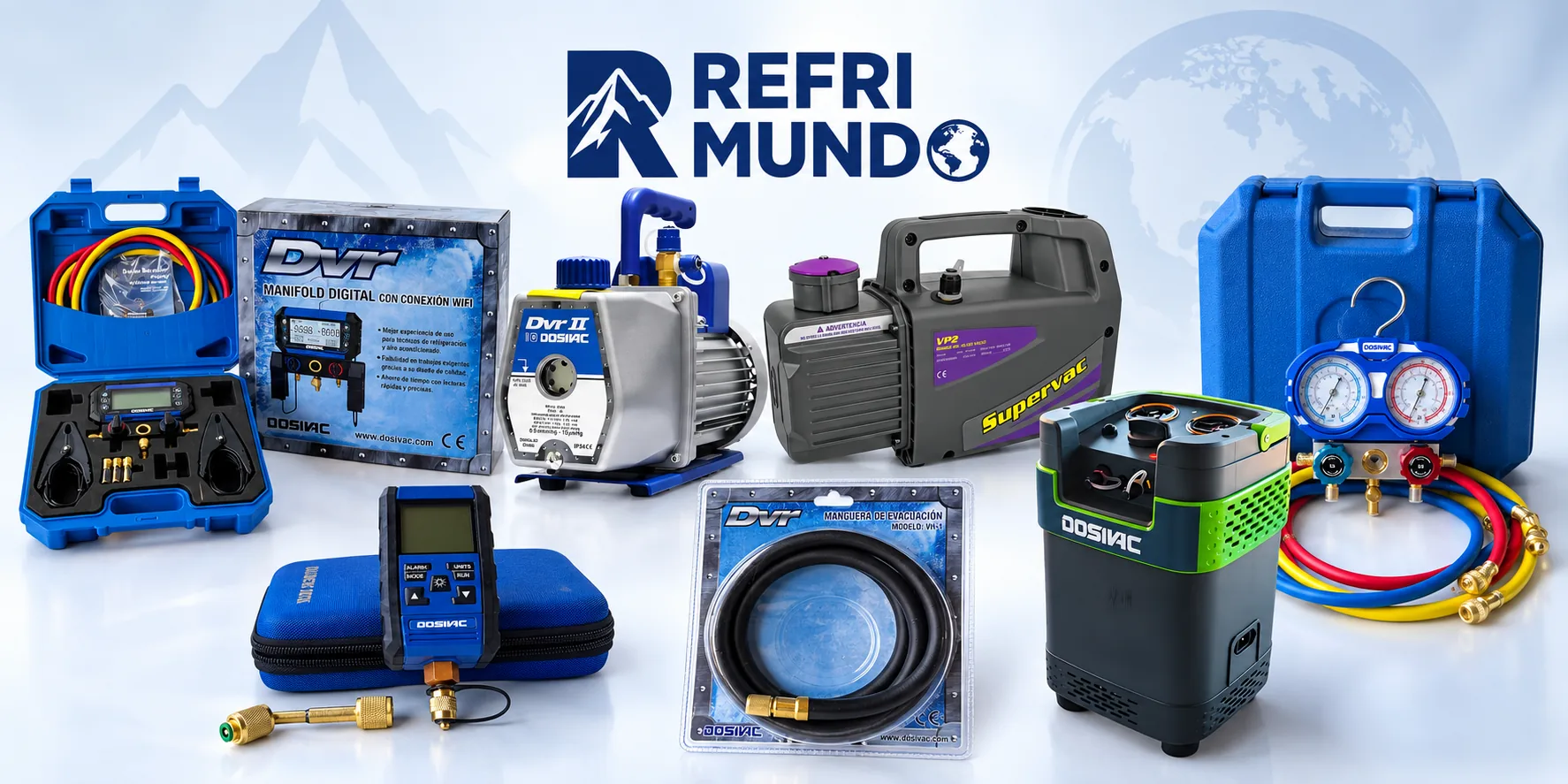Herramientas Dosivac: bombas de vacío, manifolds digitales y vacuómetros